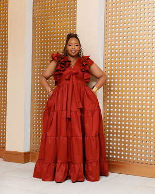 Bata Cotton Maxi Dress - Burgundy