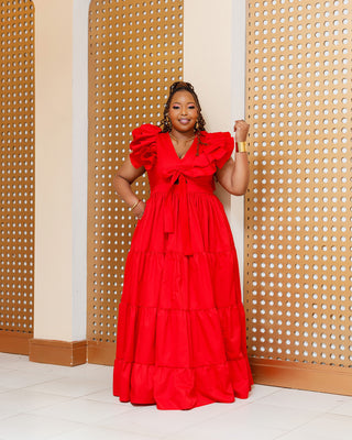 Bata Cotton Maxi Dress - Red