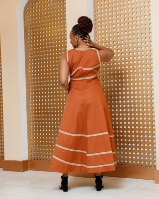 Banya Cotton Maxi Dress - Fire Brown