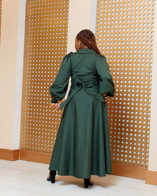 Barani Cotton Shirt Maxi Dress - Jungle Green