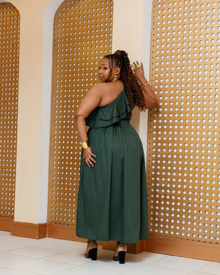 Baricho Cotton Maxi Dress - Jungle Green