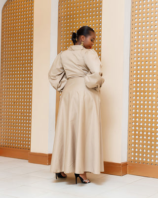 Barani Cotton Shirt Maxi Dress - Beige