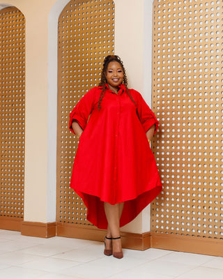 Balguda Cotton Dress - Red