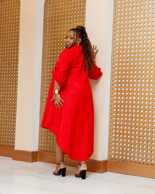 Balguda Cotton Dress - Red