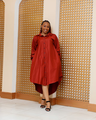 Balguda Cotton Dress - Burgundy