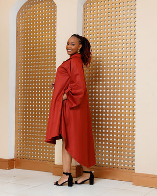 Balguda Cotton Dress - Burgundy