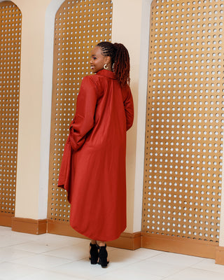 Balguda Cotton Dress - Burgundy