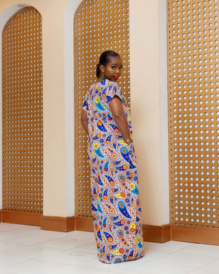 Emunali Ankara Maxi Dress - Blue