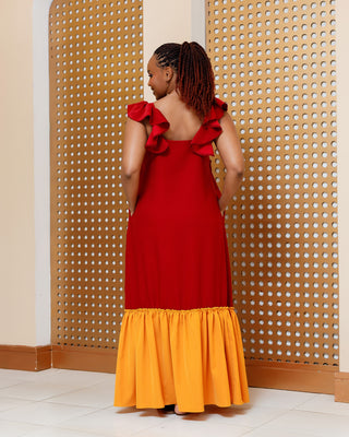 Burgich Maxi Dress - Burnt Orange/Mustard