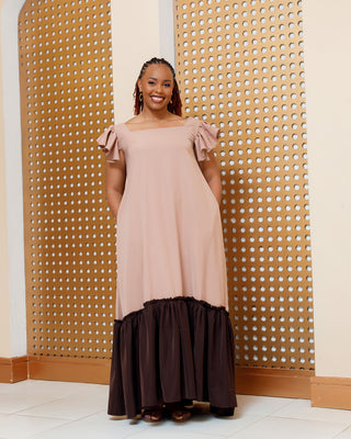 Burgich Maxi Dress - Nude/Brown