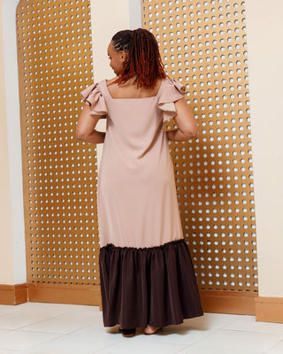 Burgich Maxi Dress - Nude/Brown