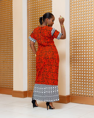 Emalindi Ankara Maxi Dress - Red