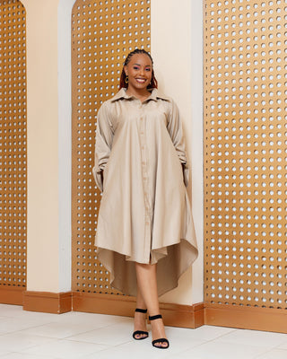 Balguda Cotton Dress - Beige