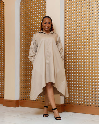 Balguda Cotton Dress - Beige