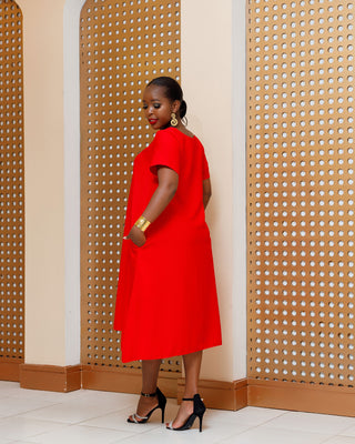 Alim Knee Dress - Red