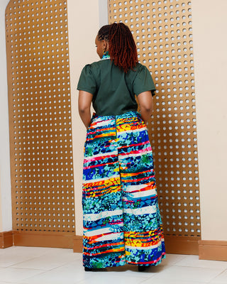 Kimana Ankara Palazzo Only WITHOUT Kimono- Jungle Green