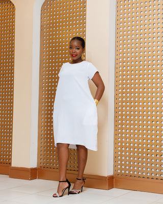 Alim Knee Dress - White