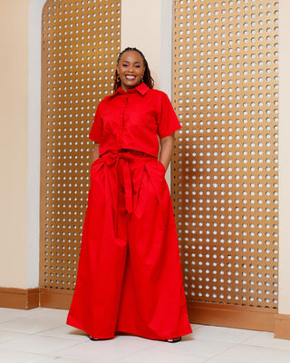 Kimana Cotton Palazzo Only WITHOUT Top - Red\