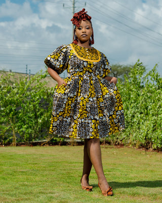 Katoloni Ankara Dress - Yellow