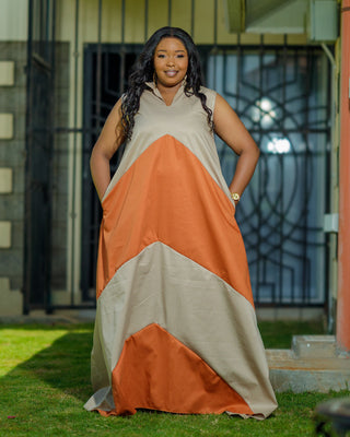 Kiatine Cotton Maxi Dress - Brown