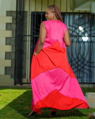 Kiatine Cotton Maxi Dress - Red