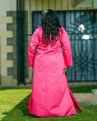 Katheuni Cotton Shirt Dress - Hot Pink