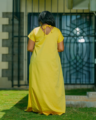Kitulini Cotton Maxi Dress - Yellow