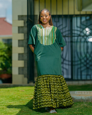 Kinyua Ankara Maxi Dress - Green