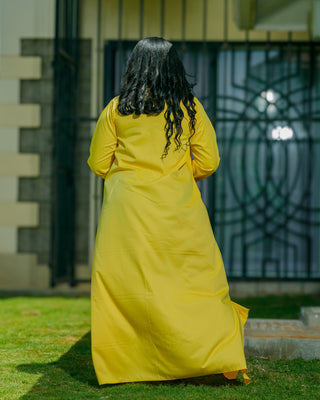Katheuni Cotton Shirt Dress - Yellow