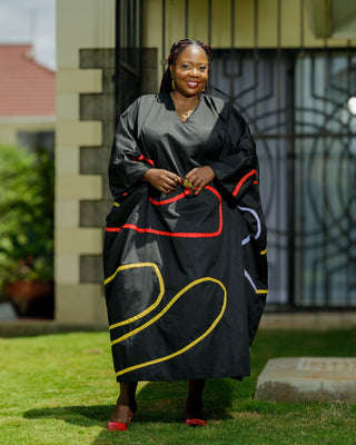 Banya Cotton Kaftan - Black Multi