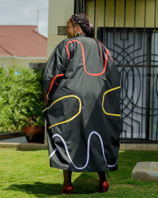 Banya Cotton Kaftan - Black Multi