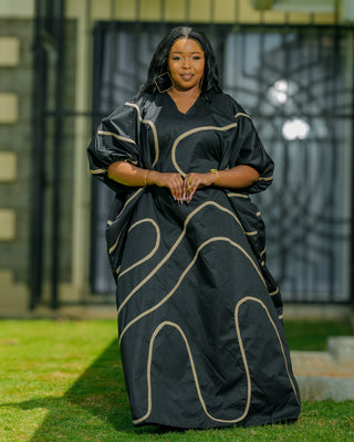 Banya Cotton Kaftan - Black Nude