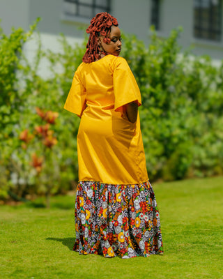 Kinyua Ankara Maxi Dress - Mustard Yellow