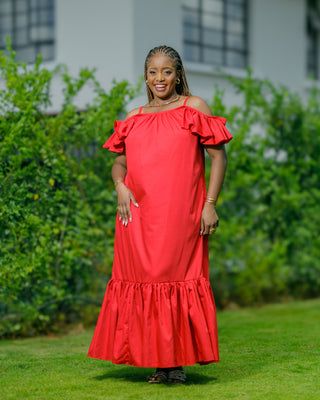 Kivaku Cotton Maxi Dress - Red