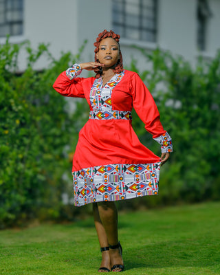 Kilele Knee Dress - Red