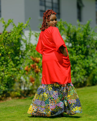 Kinyua Ankara Maxi Dress - Red