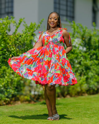 Kivani Knee Dress - Red