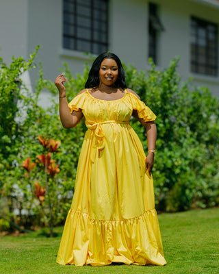 Kivaku Cotton Maxi Dress - Yellow