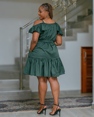 Kivaku Cotton Knee Dress - Jungle Green