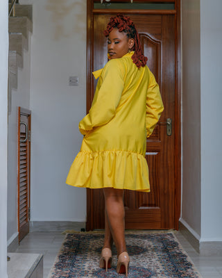 Kamuuani Cotton Knee Dress - Yellow