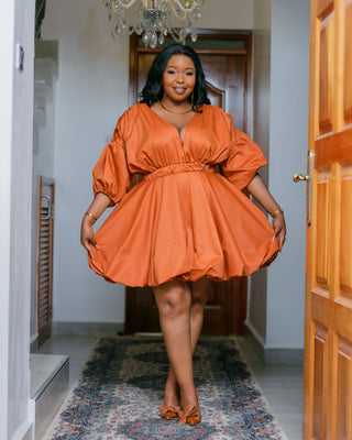 Kalamba Cotton Knee Dress - Fire Brown