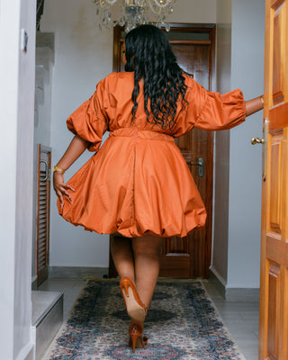 Kalamba Cotton Knee Dress - Fire Brown