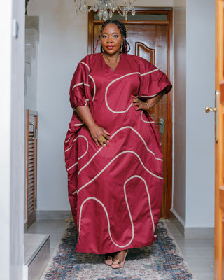 Banya Cotton Kaftan - Burgundy
