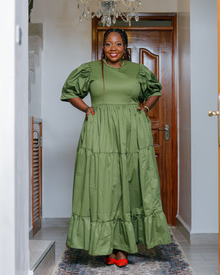 Kaseve Cotton Maxi Dress - Jungle Green