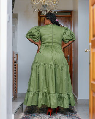 Kaseve Cotton Maxi Dress - Jungle Green