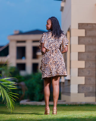 Mwala Wrap Sundress- Animal Brown