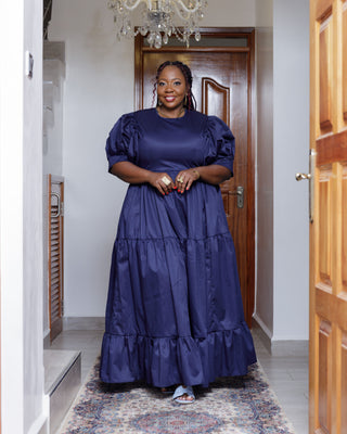 Kaseve Cotton Maxi Dress - Navy Blue