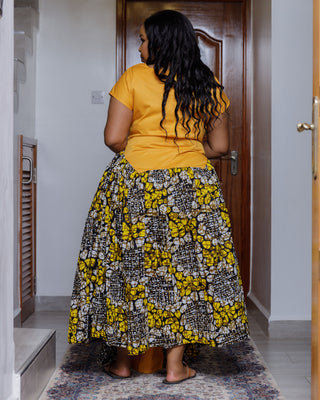 Kyumu Ankara Maxi Dress - Mustard