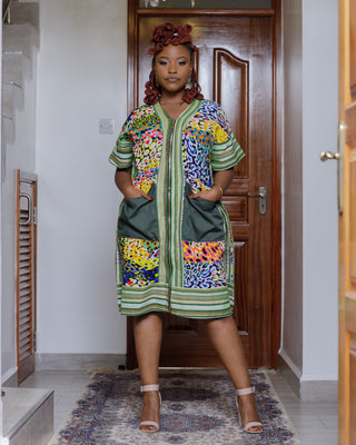 Kyambai Ankara Dress - Green