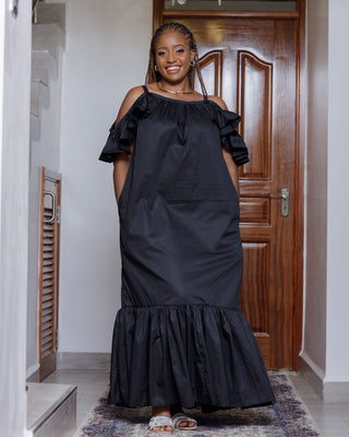 Kivaku Cotton Maxi Dress - Black